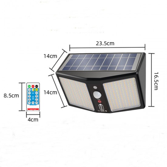 20W 360LED Waterproof Solar Light Human Sensor Outdoor Garden Security Wall Lamp + Remote Control