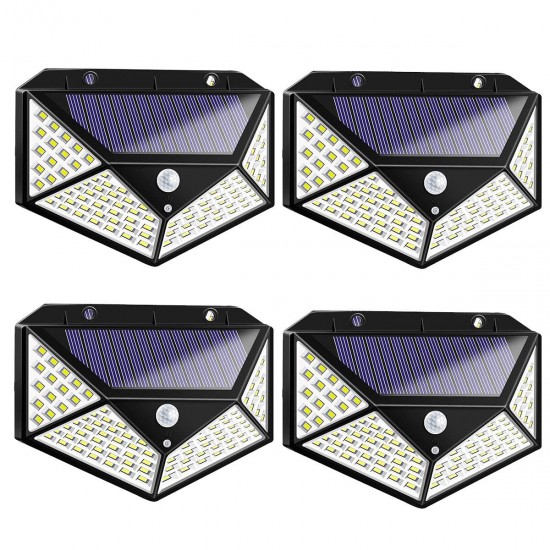 2/3/4PCS 100LED Solar Light Wireless Motion Sensor Waterproof Security Outdoor Garden Wall Lamp