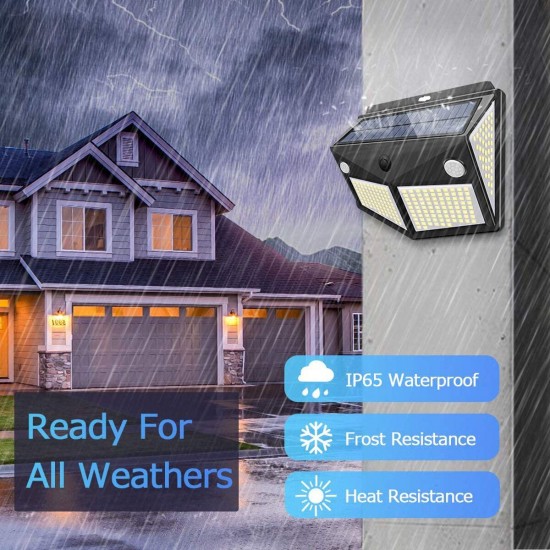 260 LED Outdoor Garden Solar Powered Security Wall Light PIR Motion Sensor Lamp