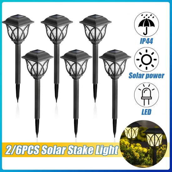 2PCS/6PCS Outdoor LED Solar Light Waterproof Stake Lamp Home Garden Yard Lawn Decor