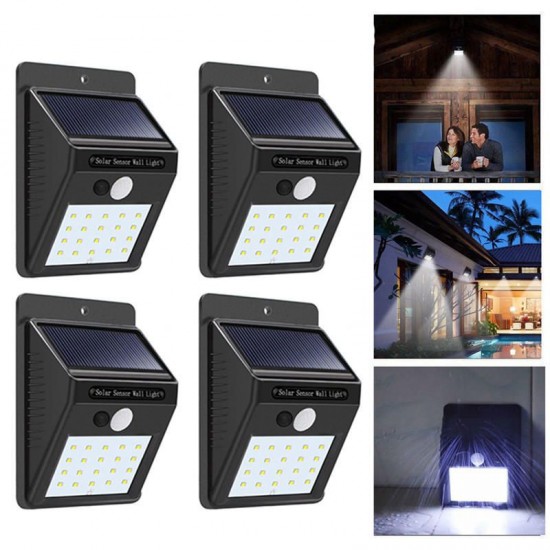 2pcs Solar Power 20 LED PIR Motion Sensor Wall Light Waterproof Outdoor Path Yard Garden Security Lamp