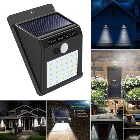 2pcs Solar Power 30 LED PIR Motion Sensor Wall Light Waterproof Outdoor Path Yard Garden Security Lamp