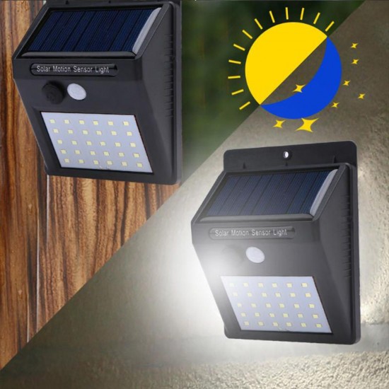 2pcs Solar Powered 30 LED PIR Motion Sensor Waterproof Wall Light for Outdoor Garden Yard 3 Modes