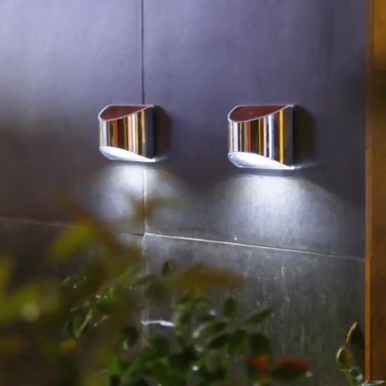 2pcs Waterproof Stainless Steel Solar Wall Lights Outdoor Fence Post Step Lights 2pcs Waterproof Stainless Steel Solar Wall Lights Outdoor Fence Post Step Lights