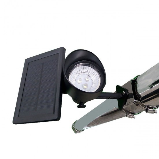 3 LED Solar Powered Flag Pole Spot Light Spotlight Flagpole Outdoor Waterproof