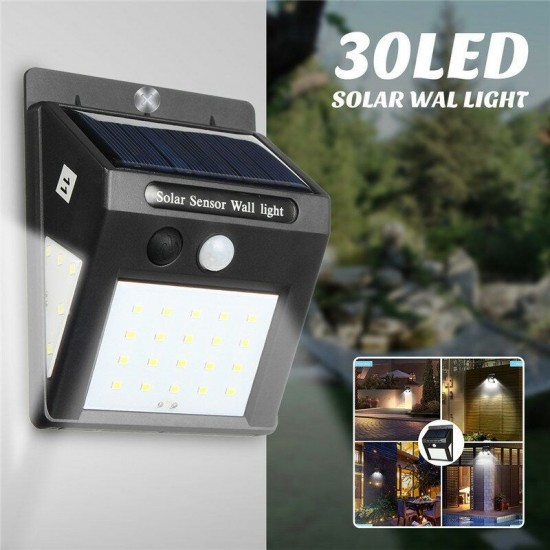 30LED Solar Light PIR Motion Sensor Wall Lamp Security Garden Outdoor 3-Side Lighting 30LED Solar Light PIR Motion Sensor Wall Lamp Security Garden Outdoor 3-Side Lighting