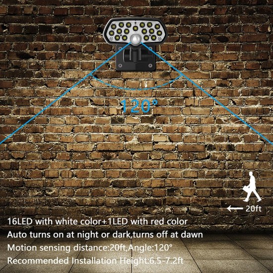 30W 16LED Solar Panel Street Light PIR Motion Sensor 360° Diming Outdoor Wall Lamp for Garden Road Pathway 30W 16LED Solar Panel Street Light PIR Motion Sensor 360° Diming Outdoor Wall Lamp for Garden Road Pathway