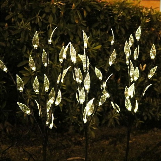 3PCS Solar Powered Tree Branch Leaf Pattern LED Garden Holiday Light Outdoor Path Waterproof Decorative