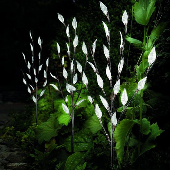 3PCS Solar Powered Tree Branch Leaf Pattern LED Garden Holiday Light Outdoor Path Waterproof Decorative