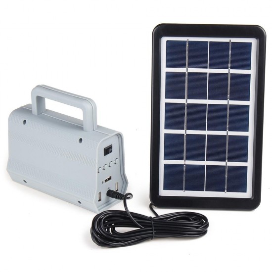 3W Solar Generator Home DC System Kit with 2 LED Light Bulb Emergency Lamp For Outdoor Camping