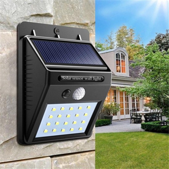 3pcs Solar Power 20 LED PIR Motion Sensor Wall Light Waterproof Outdoor Path Yard Garden Security Lamp