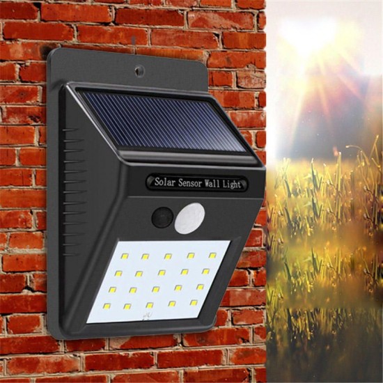 3pcs Solar Power 20 LED PIR Motion Sensor Wall Light Waterproof Outdoor Path Yard Garden Security Lamp