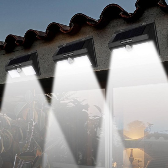 40 LED Solar Powered PIR Motion Sensor Wall Lamp Waterproof Security White Light Garden Outdoor