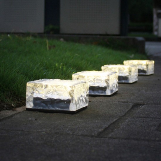 4LED Solar Light Ice Brick Under Ground Garden Lawn Deck Path Yard Outdoor Waterproof Lamp 4LED Solar Light Ice Brick Under Ground Garden Lawn Deck Path Yard Outdoor Waterproof Lamp
