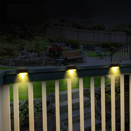 4PCS Solar Powered LED Deck Light Step Stairs Fence Lamp for Patio Garden Path IP55
