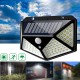 4pcs 100 LED Solar Powered PIR Motion Sensor Wall Light Outdoor Garden Lamp 3 Modes