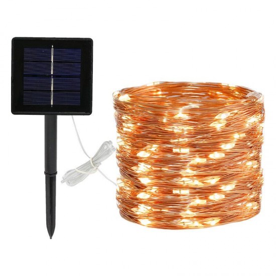 5 Colors 8 Modes 10m 100LED Solar Copper Wire String Lights Waterproof Decor for Courtyard Outdoor Park Christmas Decorations Clearance Christmas Lights