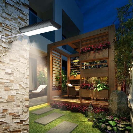 5Modes 70 LED Microwave Motion Sensor Solar Power Street Light Waterproof Wall Lamp Outdoor Garden