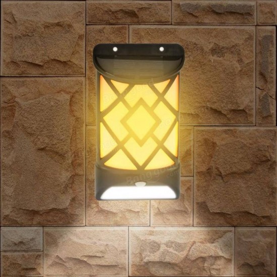 5W Solar Powered LED Flame Effect Light-controlled PIR Motion Sensor Wall Light Outdoor Garden Yard