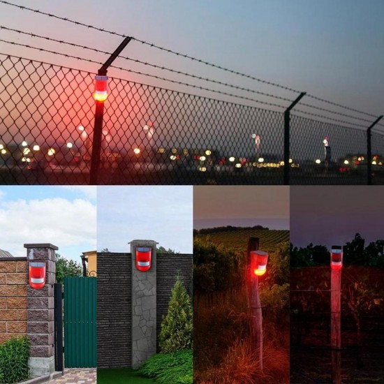 6 LED Solar Alarm Red Lamp Motion Sensor Warning Sound Light Waterproof for Garden Factory Warehouses