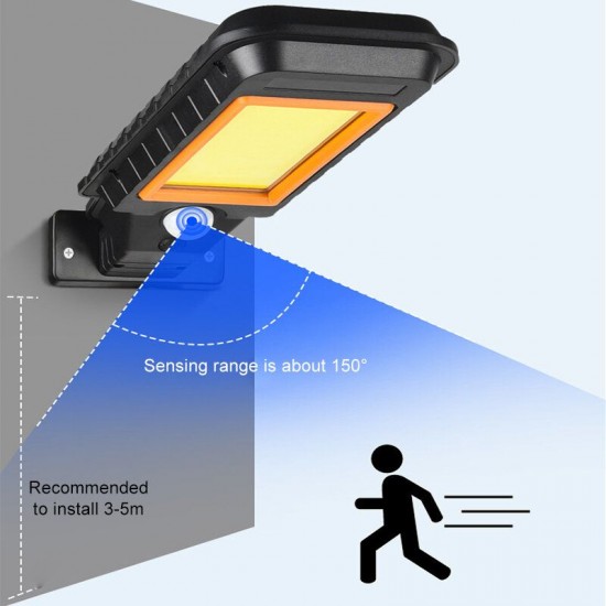 60/72/120/128LED COB Solar Power Street Light PIR Motion Sensor Wall Lamp + Remote Control