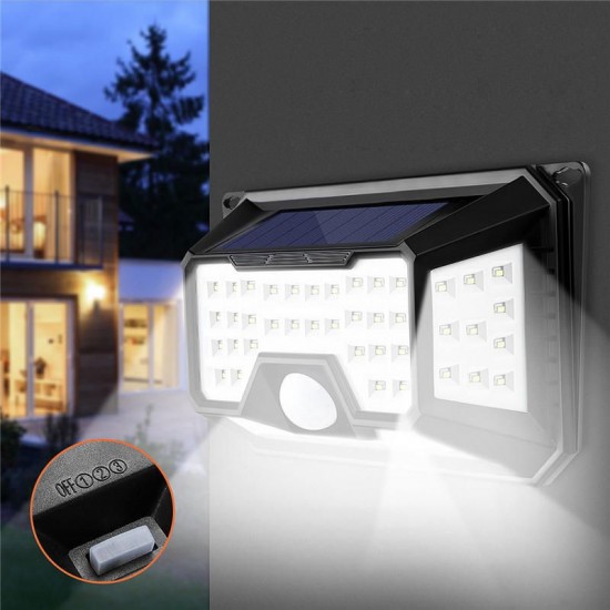 66 LED 4 Side Solar PIR Motion Sensor Wall Lamp 3 Mode Lamp Outdoor Light