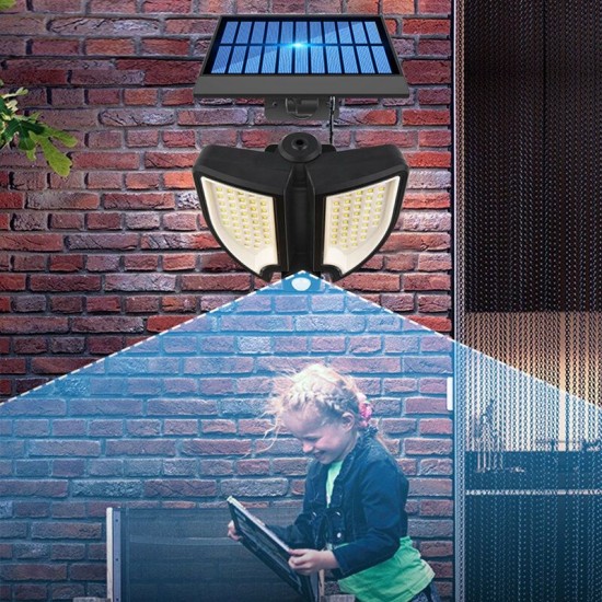 66/90LED Outdoor Solar Light Motion Sensor Adjustable Wall Lamp With Remote Control
