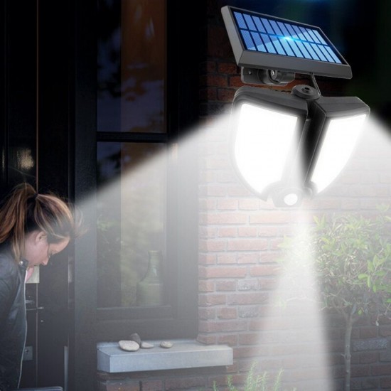 66/90LED Outdoor Solar Light Motion Sensor Adjustable Wall Lamp With Remote Control