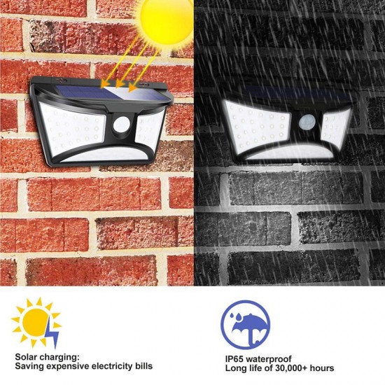 68 LED Solar Powered PIR Motion Sensor Light Outdoor Garden Security Flood Lamp