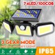 74LED/100COB 3 Modes Solar Wall Light Triple Head Outdoor Sensor Light