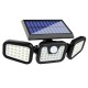 74LED/100COB 3 Modes Solar Wall Light Triple Head Outdoor Sensor Light