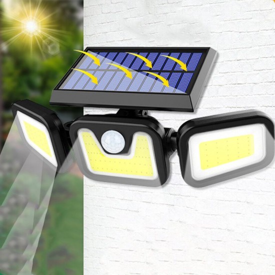 74LED/100COB 3 Modes Solar Wall Light Triple Head Outdoor Sensor Light 74LED/100COB 3 Modes Solar Wall Light Triple Head Outdoor Sensor Light