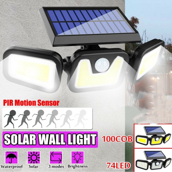 74LED/100COB Solar Street Wall Light PIR Motion Sensor Waterproof Garden Spotlight Lamp 74LED/100COB Solar Street Wall Light PIR Motion Sensor Waterproof Garden Spotlight Lamp