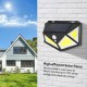76/120 COB LED Solar Powered PIR Motion Sensor Wall Light Four Sides Outdoor Garden Lamp