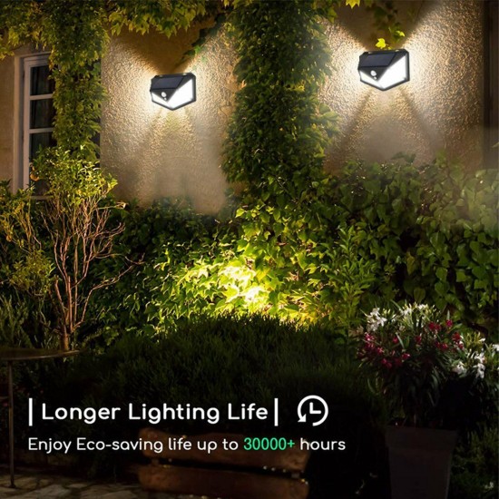 76/120 COB LED Solar Powered PIR Motion Sensor Wall Light Four Sides Outdoor Garden Lamp