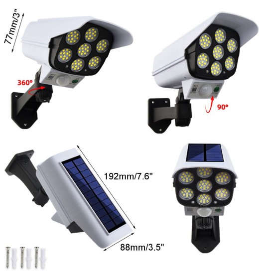 77 LED Outdoor Dummy Artificial Camera Like Solar Motion Sensor Lights Security Wall Lamp Floodlight