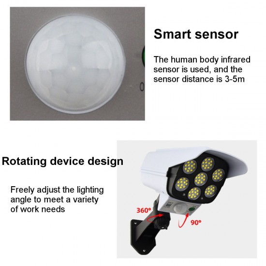 77 LED Outdoor Dummy Artificial Camera Like Solar Motion Sensor Lights Security Wall Lamp Floodlight 77 LED Outdoor Dummy Artificial Camera Like Solar Motion Sensor Lights Security Wall Lamp Floodlight