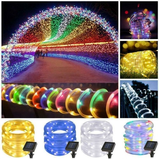 7M LED Solar String Light 8 Modes PVC Tube Waterproof IP67 Outdoor Garden Lamp