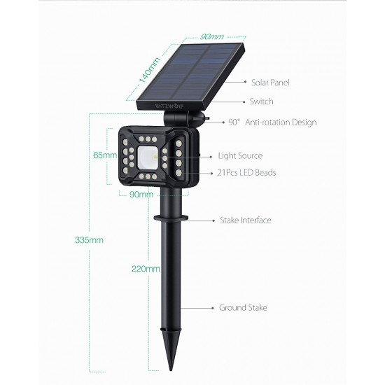 BW-OLT2 21LED Waterproof Solar Landscape Spotlight 120° Lighting Angle Light BW-OLT2 21LED Waterproof Solar Landscape Spotlight 120° Lighting Angle Light