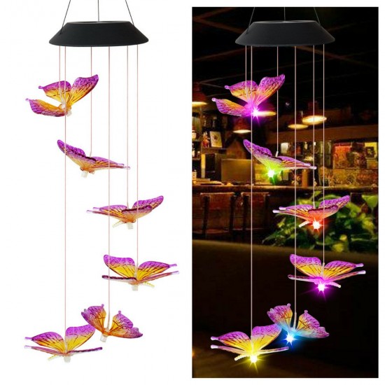 Color Changing LED Solar Light Outdoor Hummingbird Wind Chime Lamp Yard Garden Decor Color Changing LED Solar Light Outdoor Hummingbird Wind Chime Lamp Yard Garden Decor