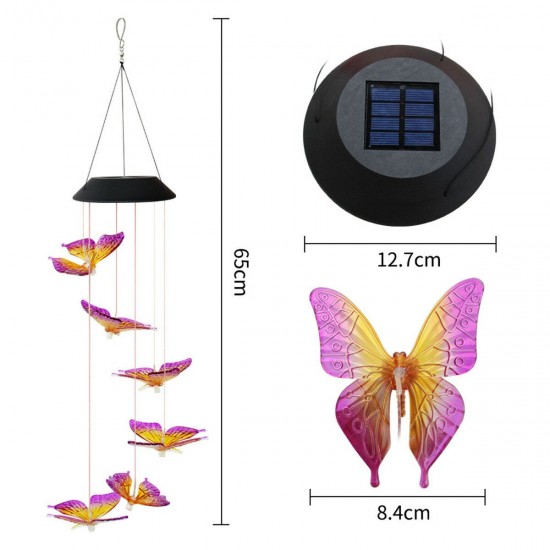 Color Changing LED Solar Light Outdoor Hummingbird Wind Chime Lamp Yard Garden Decor