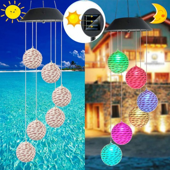 Color Changing Solar LED Rattan Balls Hanging Spiral String Wind Chimes Lamp Light Color Changing Solar LED Rattan Balls Hanging Spiral String Wind Chimes Lamp Light
