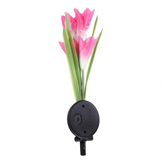 Colorful 4 LED Waterproof Solar Powered Lily Flower Garden Lawn Light Waterproof IP65 Lamp