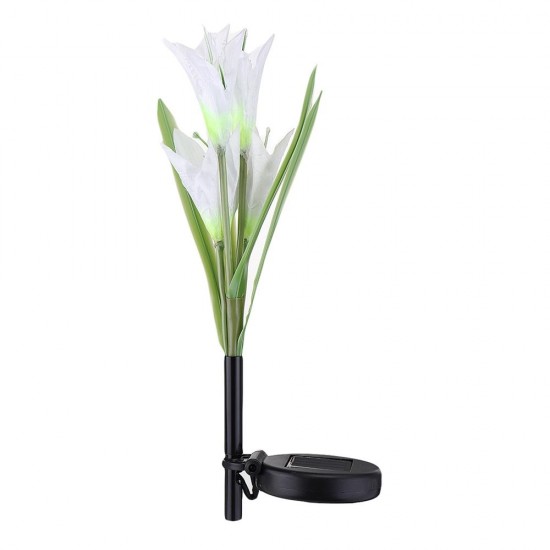 Colorful 4 LED Waterproof Solar Powered Lily Flower Garden Lawn Light Waterproof IP65 Lamp