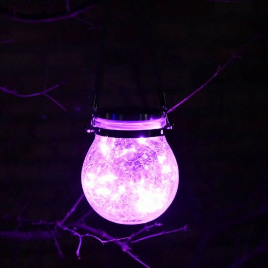 Colorful Crackle Ball-Shape Mason Jar Solar Light Garden Landscape Decoration Lamp Glass Hanging Light Night Light