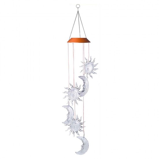 Hanging Wind Chimes Solar Powered LED Light Color Waterproof Garden Home Decor