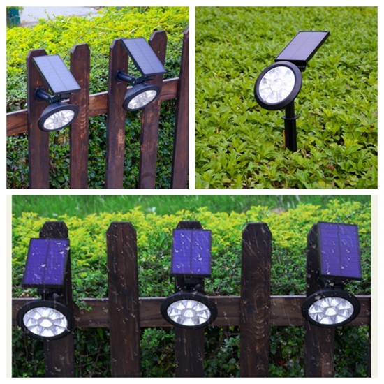 LED Solar Power Panel Spotlight Waterproof Dual Light Color Change Wall Lamp for Outdoor Garden Parks