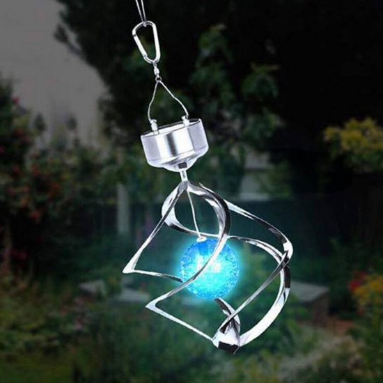 LED Solar Power Wind Chime Spinner Light Outdoor Hanging Lamp for Home Garden Decor