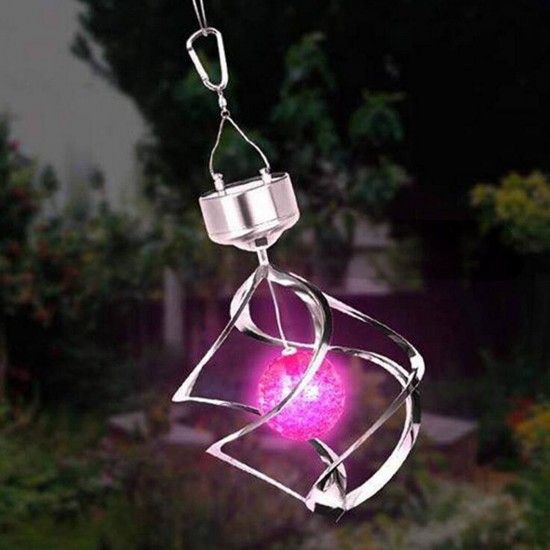 LED Solar Power Wind Chime Spinner Light Outdoor Hanging Lamp for Home Garden Decor