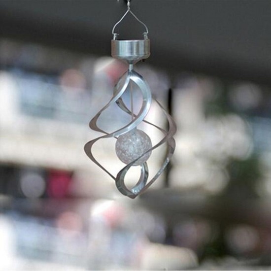 LED Solar Power Wind Chime Spinner Light Outdoor Hanging Lamp for Home Garden Decor